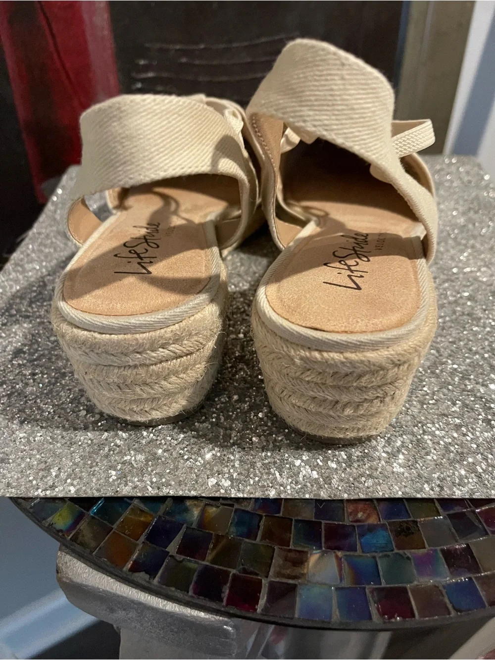 Life Stride Cream Canvas Slingback Espadrille